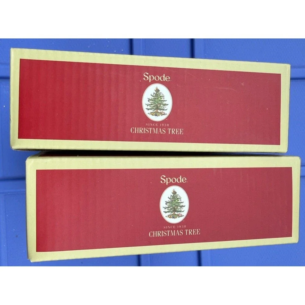 Set Of 2 Spode Christmas Tree Peppermint Chamber Candle Holder in Original Box